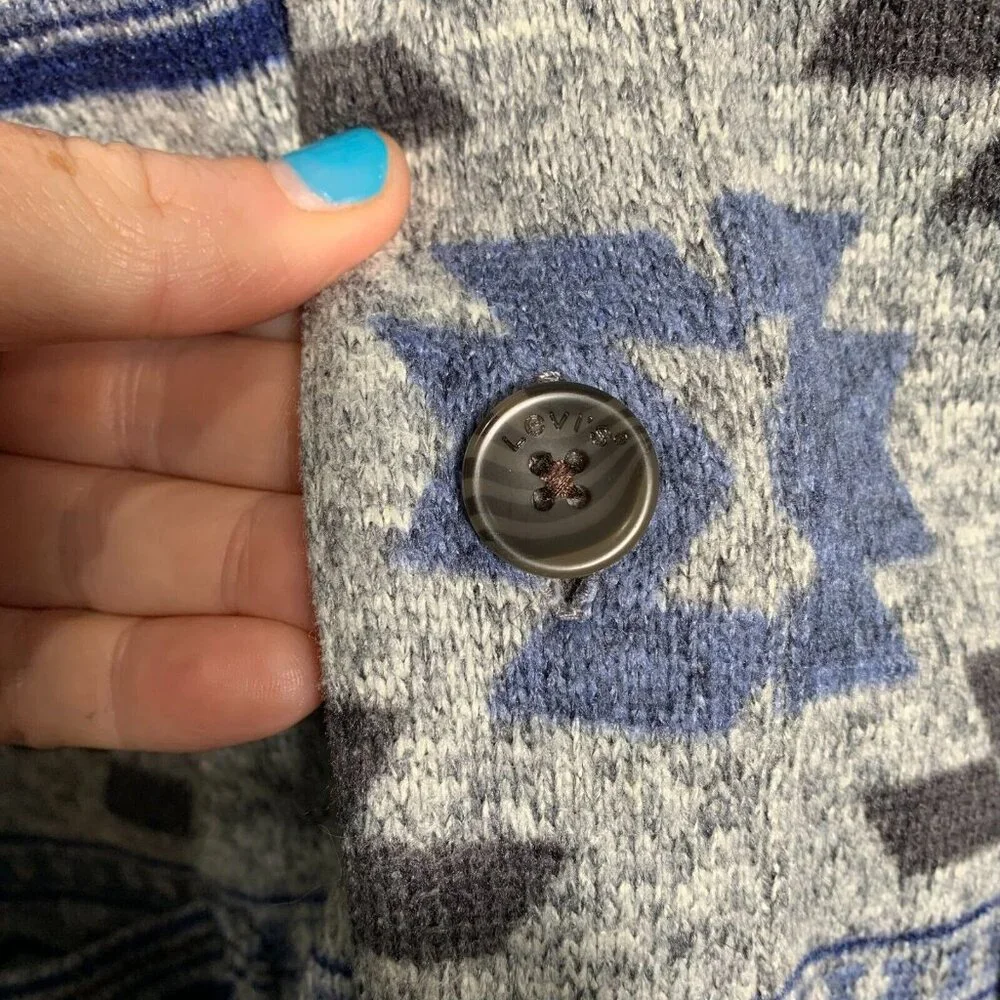 Levi's Southwestern Aztec Button Up Cardigan Shawl Sweater Multicolor Men's XL - Picture 4 of 9